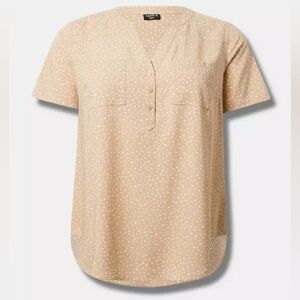 NWT Torrid Harper Washable Challis Short Sleeve Blouse Patience Dots Ginger Root